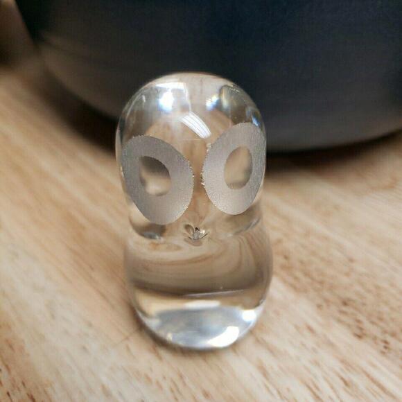 Wedgwood England Clear Glass Owl Figurine Paperweight‎ 3" Minimalist Vintage - Picture 1 of 13